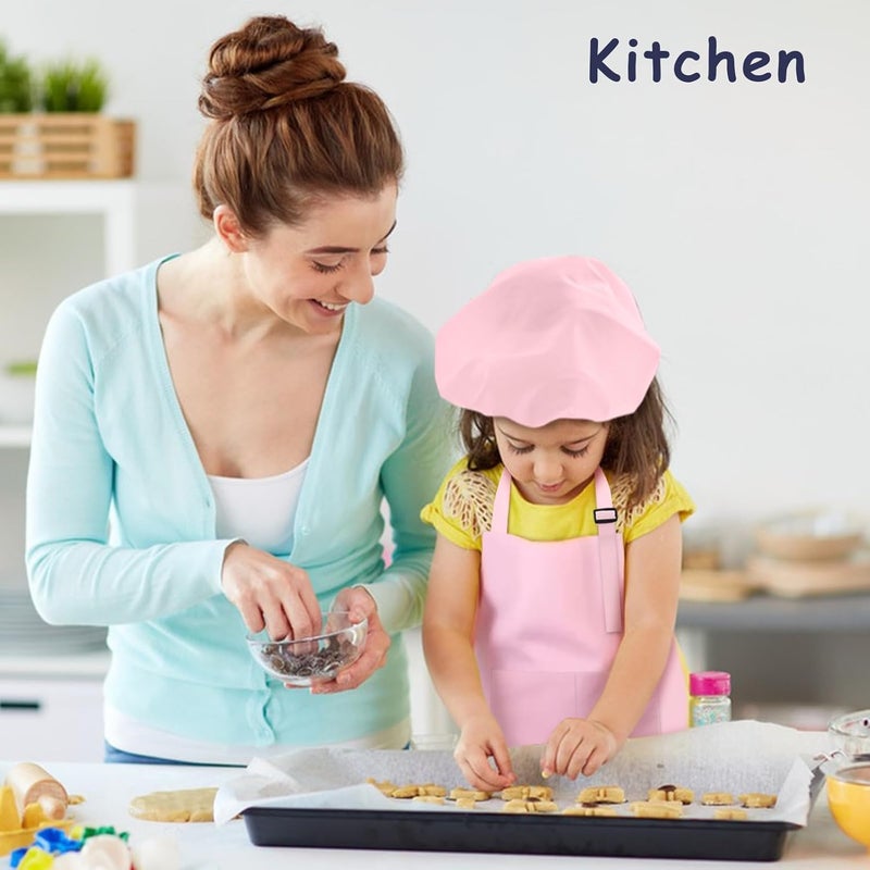 IAGBIBUI Kids Apron and Chef Hat Set, 16 Pieces Boys Girls Kids Apron with 2 Pockets Adjustable for Cooking Classroom Baking Painting, 6-13 Years, Multicolor - Image 4